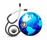 stethoscope and blue earth