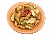 fried potatoes with ketchup
