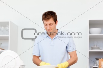 Man washing dishes 
