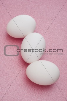 Trio of Eggs on Pink