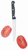 Sliced Roma Tomato with Knife