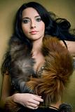 attractive glamor girl with brown boa