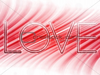 Valentine Day Love Word Abstract Colorful Waves on White Background