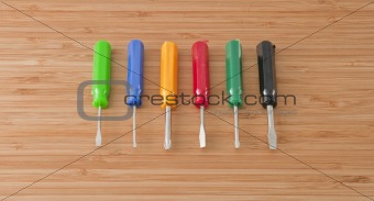 screwdriver set on a wooden surface