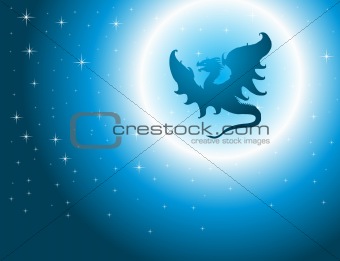 Dragon silhouette on the moonlight