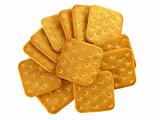 Tasty crackers with salt isolated on a white background 