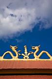 Golden dragon statue on the roof
