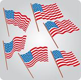 Six USA flags