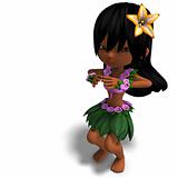very cute hawaiin cartoon girl is dancing for you