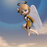 cute cartoon angel with wings and halo