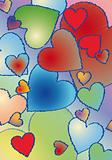 Color hearts vector background