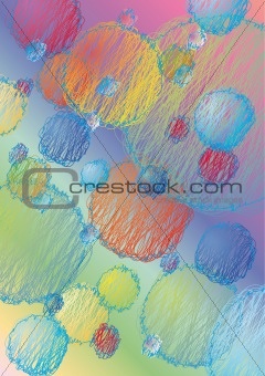 Sketchy pastel color bubbles vector background