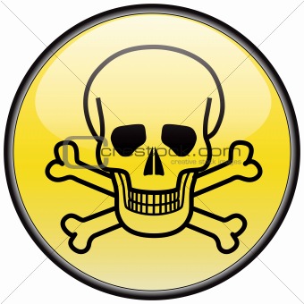 Skull and bones vector round hazardous sign