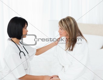 Senior talking with her nurse