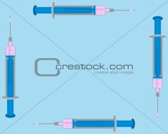 Illustration of filled  injections on blue background