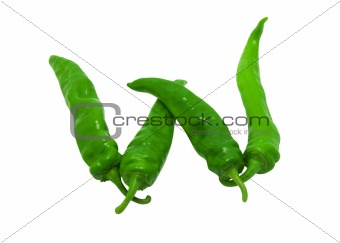 Letter W composed of green peppers