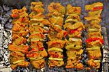 Shish kebab on coals