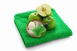 Apple flavored SPA set on green towel