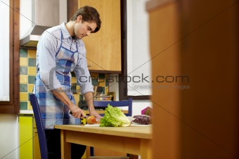 man cooking at home