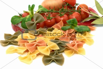 Italian pasta farfalle with vegetables