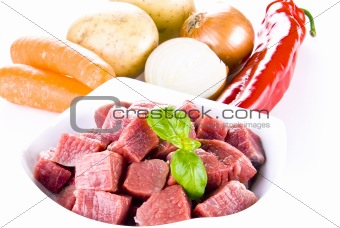 Diced beef and vegetables