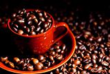 Coffee Mug Surrounded By Coffee Beans