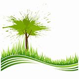 Green grass and tree. Eco background