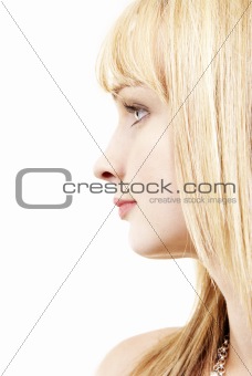 Profile of the face of a beautiful blonde woman