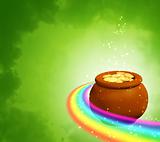 Background with rainbow and pot