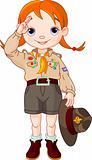 Boy scout girl doing a hand sign