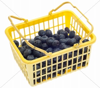 Yellow Shopping Basked Full of Blueberries