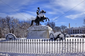 Jackson Statue Canons Lafayette Park White House After Snow Penn