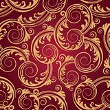 Seamless red & gold swirls wallpaper