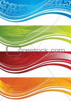 Set of four colourful halftone banners