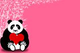 Happy Valentines Day Panda Bear Holding Heart