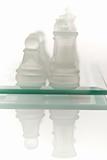 Glass chess on a glass countertop