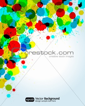Color paint splashes corner background. Vector illustration