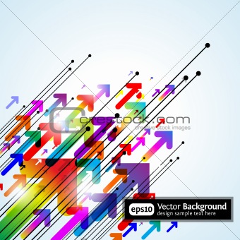Abstract colored gradient background with arrows