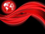 Red business world map wave background with eps10 effects