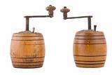 two vintage brown grinder, wooden made