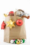 Christmas items in shopping  bag