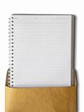 Notebook whit lines in a brown envelope