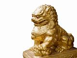 Golden lion stone statue