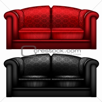 Black and red leather sofa