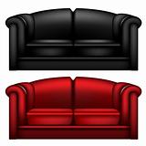 Black and red leather sofa
