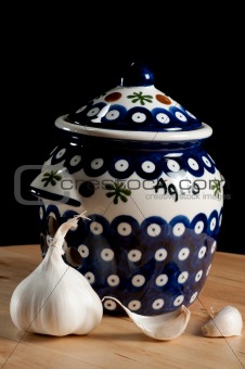 Blue and White Garlic Jar