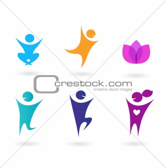 Collection of human icons - yoga and sport
