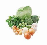 Closeup of fresh vegetables isolated on white