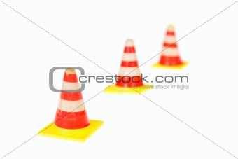 Row of road warning cones