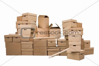 Brown different cardboard boxes